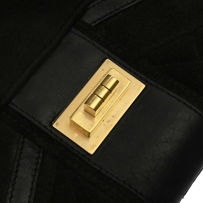 Chanel Black Suede Mademoiselle Lock Shoulder Bag