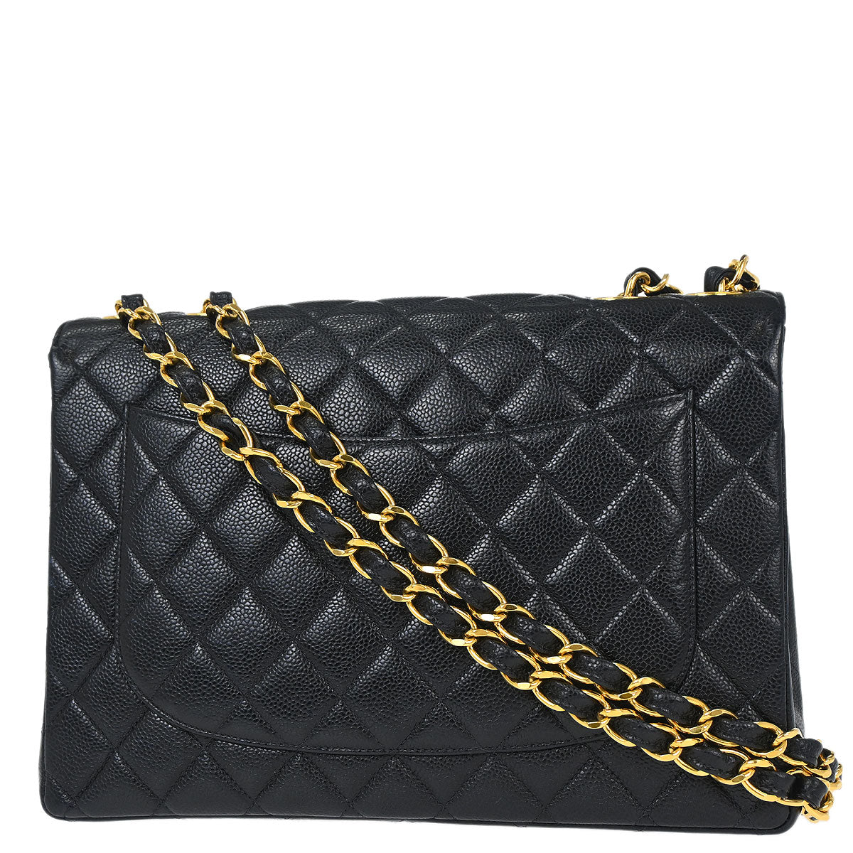 Chanel Black Caviar Skin Jumbo Classic Flap Shoulder Bag