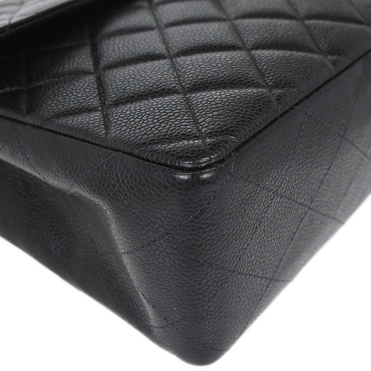 Chanel Black Caviar Skin Jumbo Classic Flap Shoulder Bag
