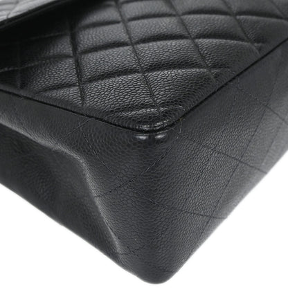 Chanel Black Caviar Skin Jumbo Classic Flap Shoulder Bag