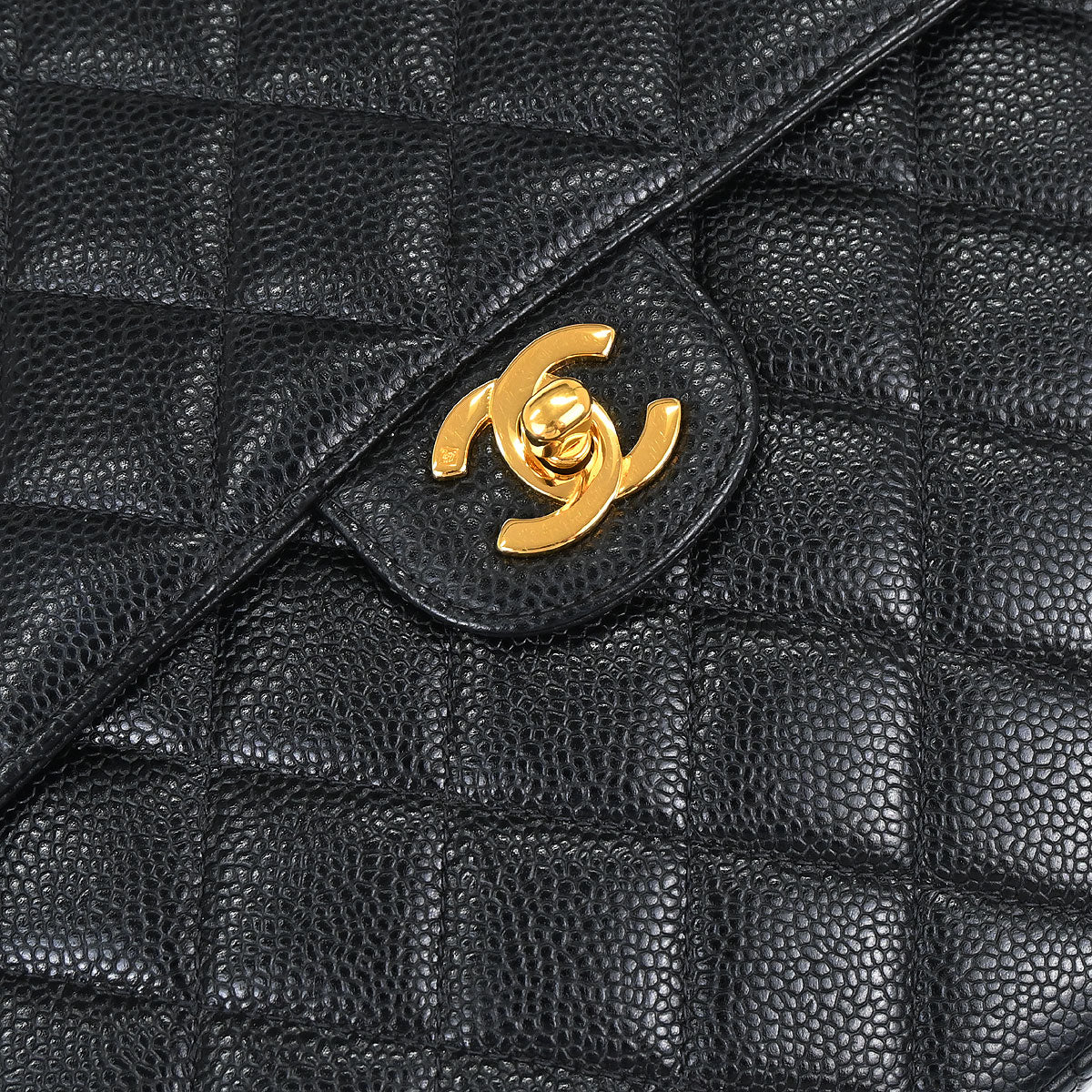 Chanel Black Caviar Skin Jumbo Classic Flap Shoulder Bag