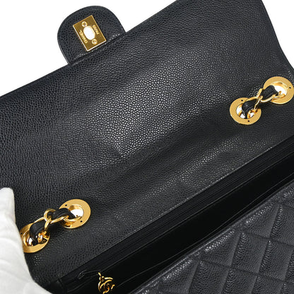 Chanel Black Caviar Skin Jumbo Classic Flap Shoulder Bag