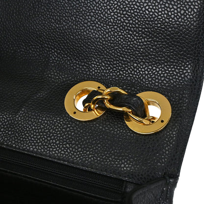 Chanel Black Caviar Skin Jumbo Classic Flap Shoulder Bag