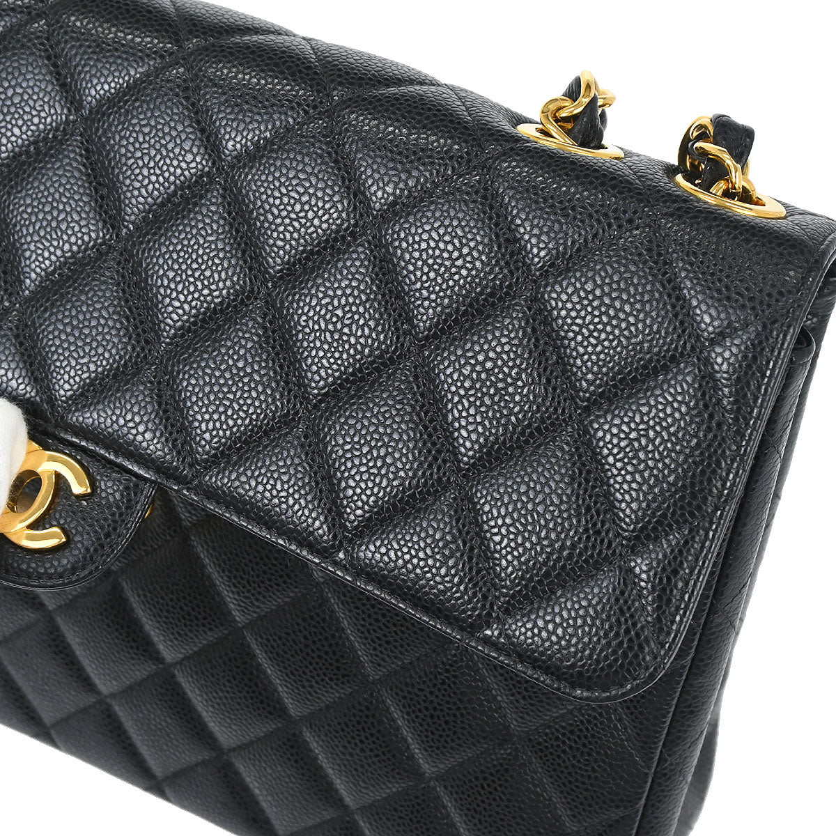 Chanel Black Caviar Skin Jumbo Classic Flap Shoulder Bag