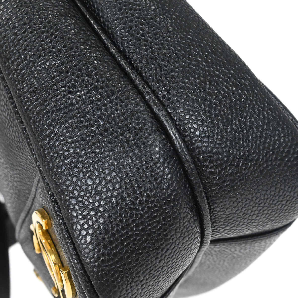 Chanel 1994-1996 Black Caviar Skin Triple CC Shoulder Tote Bag