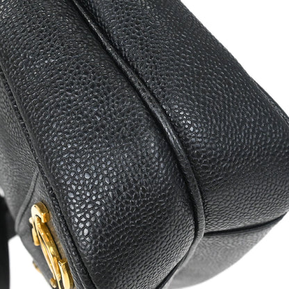 Chanel 1994-1996 Black Caviar Skin Triple CC Shoulder Tote Bag