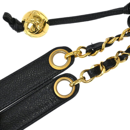 Chanel 1994-1996 Black Caviar Skin Triple CC Shoulder Tote Bag