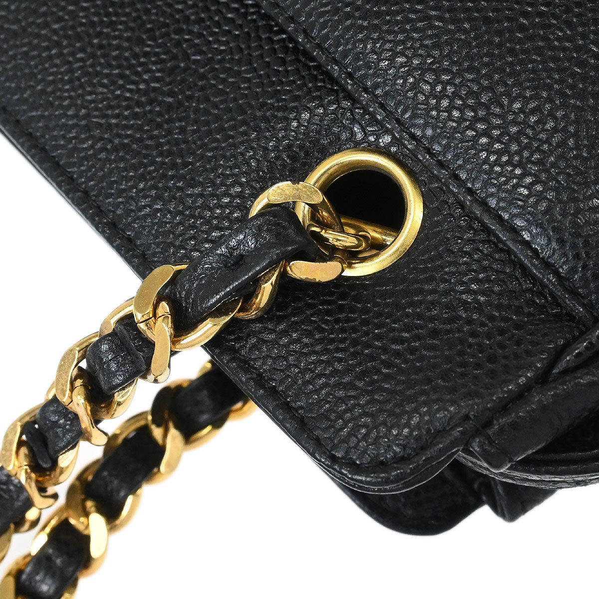 Chanel 1994-1996 Black Caviar Skin Triple CC Shoulder Tote Bag