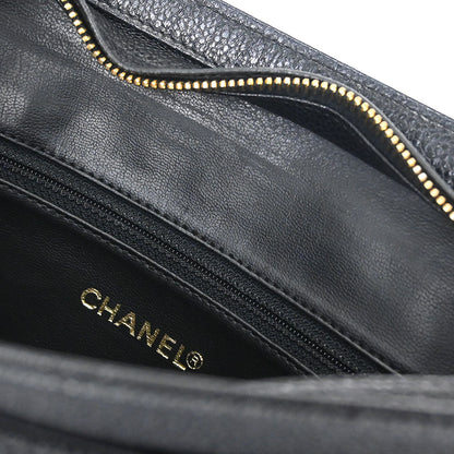 Chanel 1994-1996 Black Caviar Skin Triple CC Shoulder Tote Bag