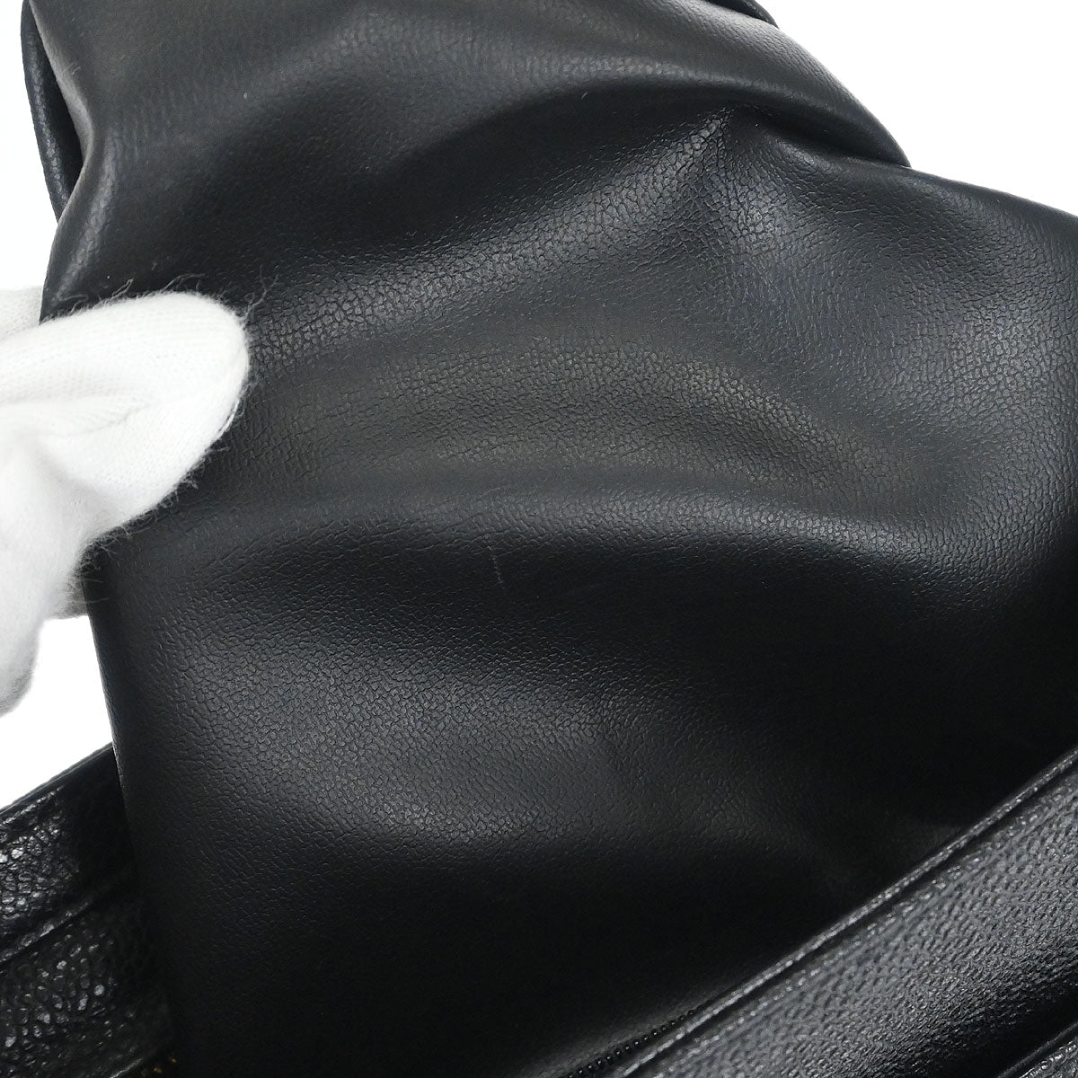Chanel 1994-1996 Black Caviar Skin Triple CC Shoulder Tote Bag