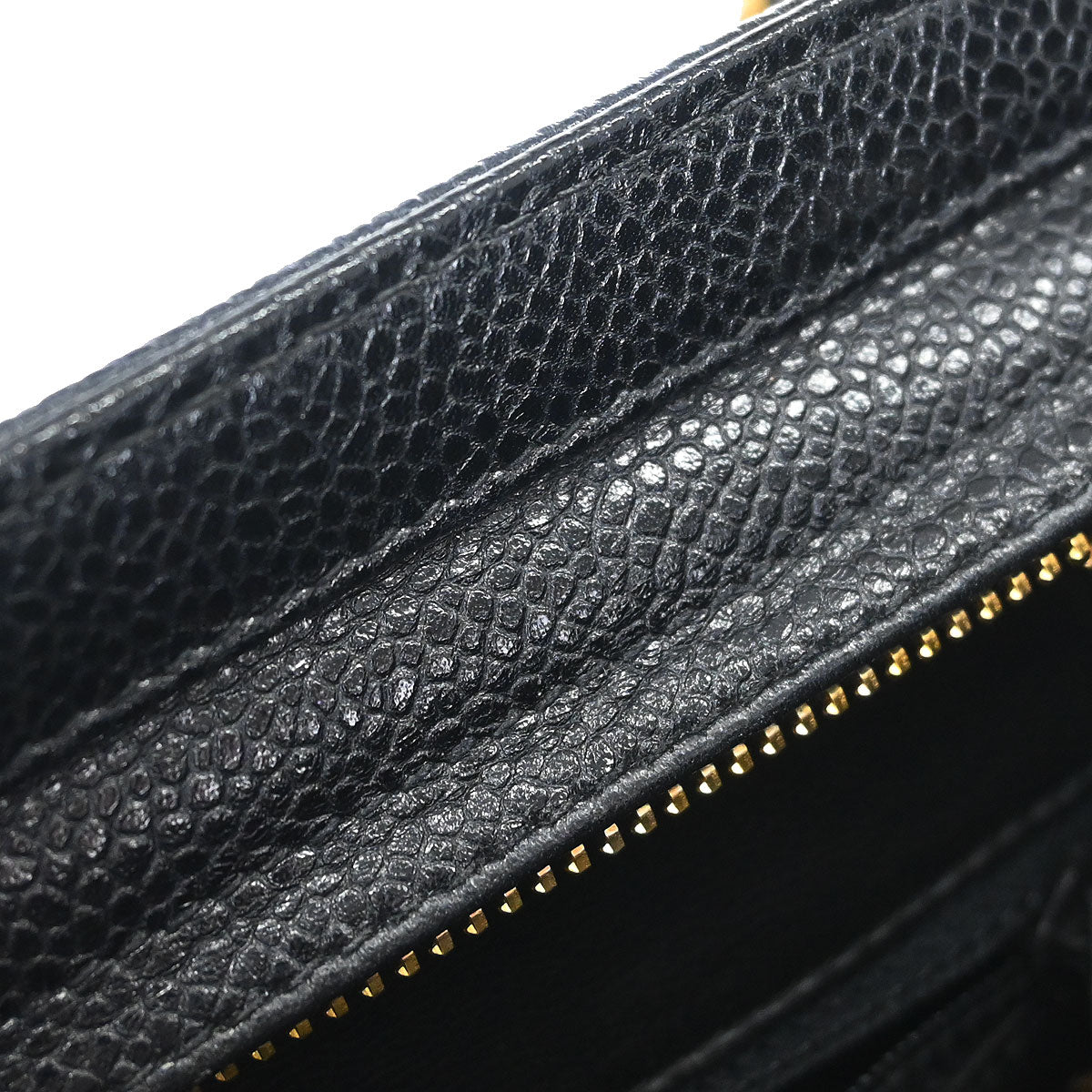 Chanel 1994-1996 Black Caviar Skin Triple CC Shoulder Tote Bag