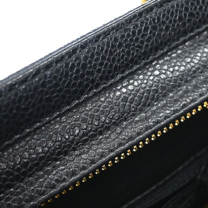 Chanel 1994-1996 Black Caviar Skin Triple CC Shoulder Tote Bag