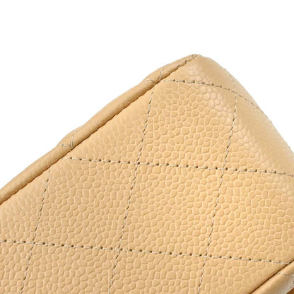 Chanel 2014 Beige Caviar Skin Medium Classic Double Flap Shoulder Bag