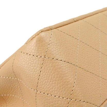 Chanel 2014 Beige Caviar Skin Medium Classic Double Flap Shoulder Bag