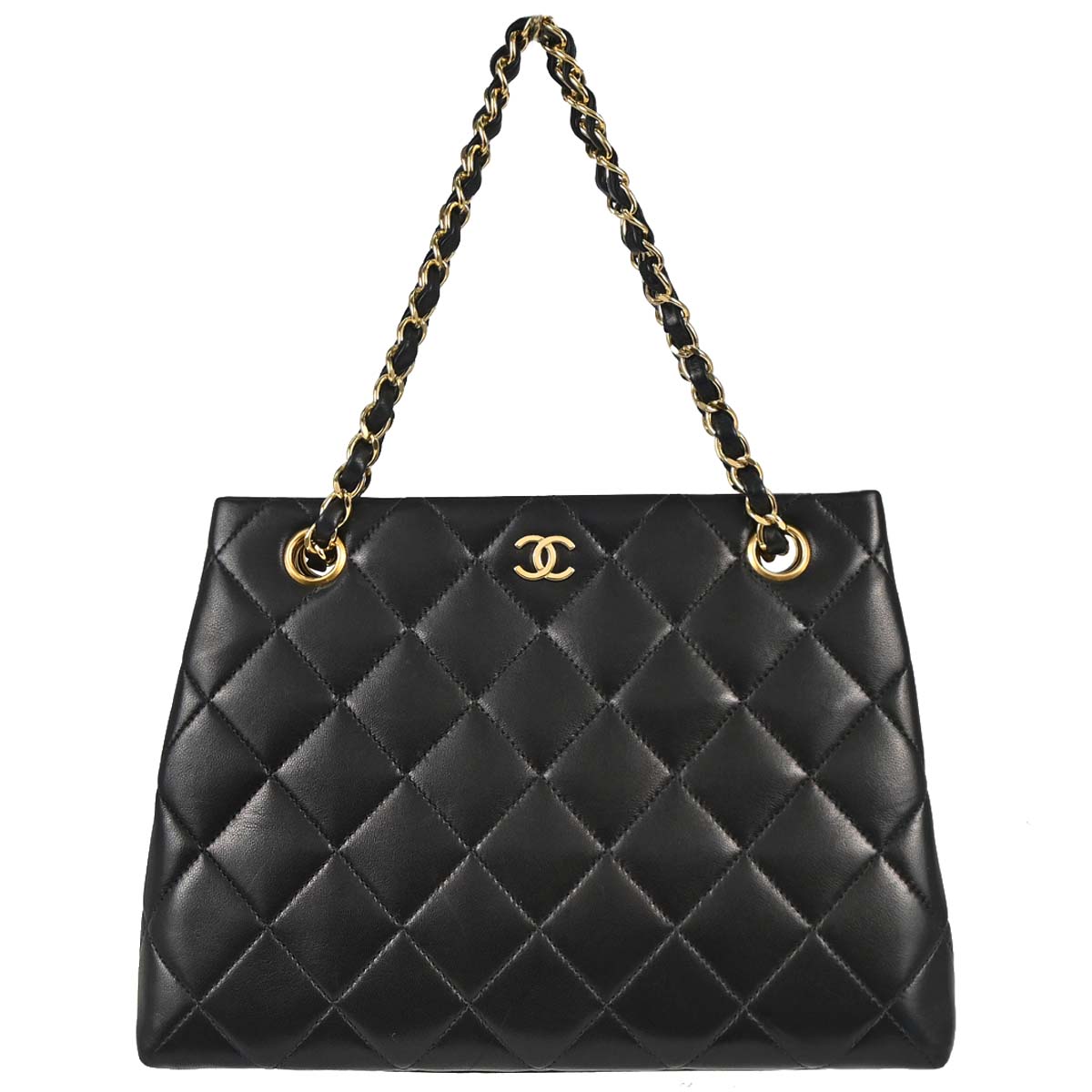 Chanel 1997-1999 Black Lambskin Tote Handbag