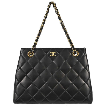 Chanel 1997-1999 Black Lambskin Tote Handbag