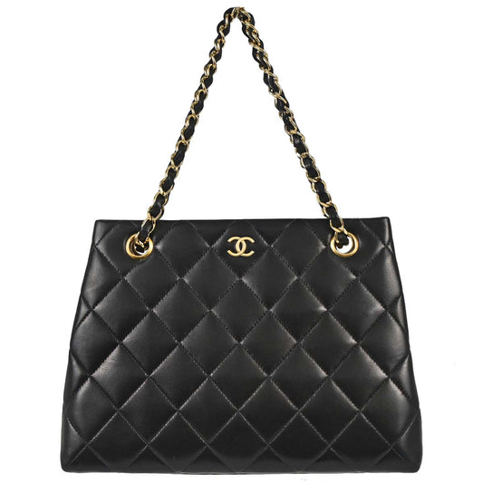 Chanel 1997-1999 Black Lambskin Tote Handbag