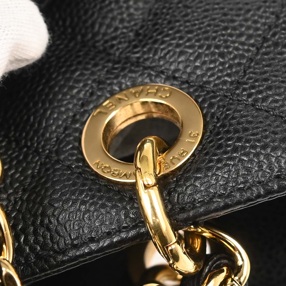 Chanel Black Caviar Skin Petite Shopping Tote PST Chain Handbag
