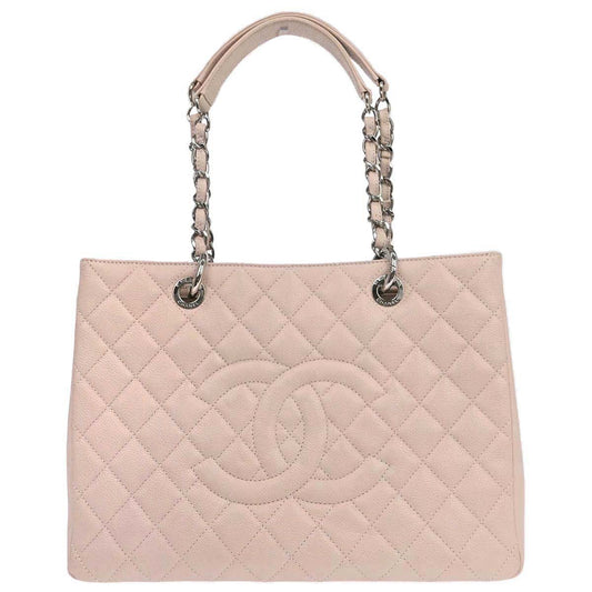 Chanel 2013-2014 Light Pink Caviar Skin Grand Shopping Tote GST Chain Handbag