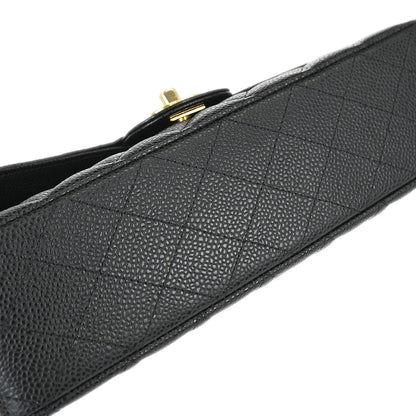 Chanel Black Caviar Skin Medium Classic Double Flap Shoulder Bag