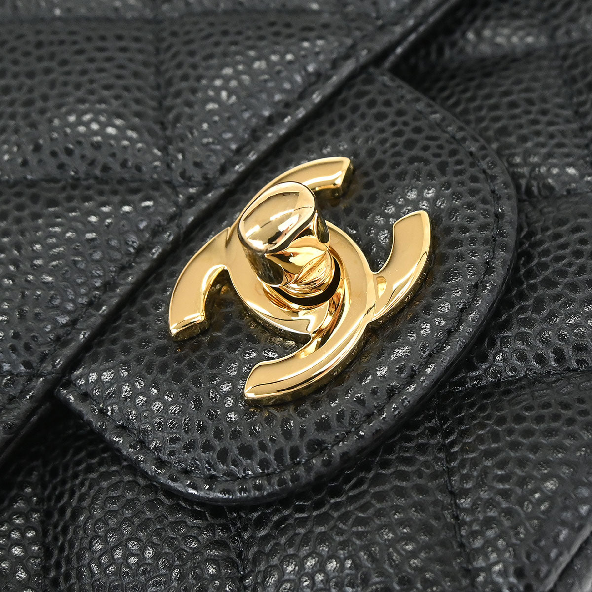 Chanel Black Caviar Skin Medium Classic Double Flap Shoulder Bag