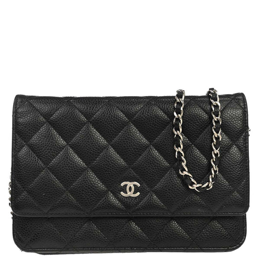 Chanel Black Caviar Skin Classic WOC Wallet on Chain Bag