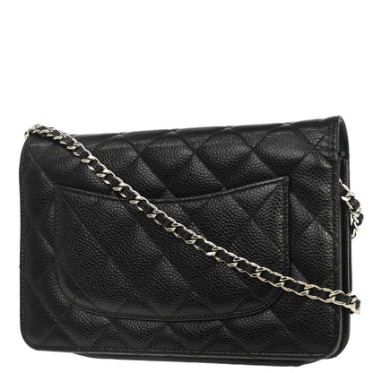 Chanel 2018 Black Caviar Skin Classic WOC Wallet on Chain Bag