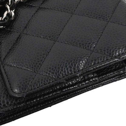 Chanel 2018 Black Caviar Skin Classic WOC Wallet on Chain Bag