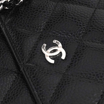 Chanel 2018 Black Caviar Skin Classic WOC Wallet on Chain Bag