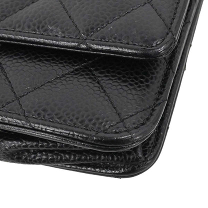 Chanel 2018 Black Caviar Skin Classic WOC Wallet on Chain Bag