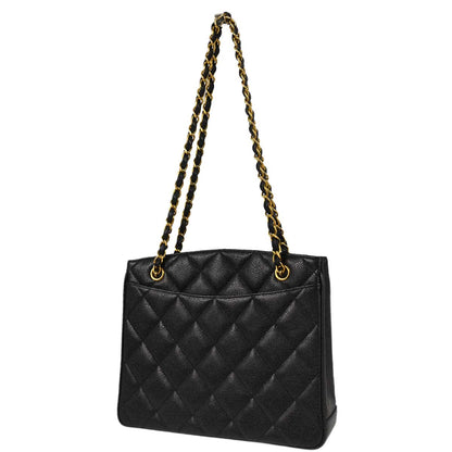 Chanel 1994-1996 Black Caviar Skin Shoulder Tote Bag