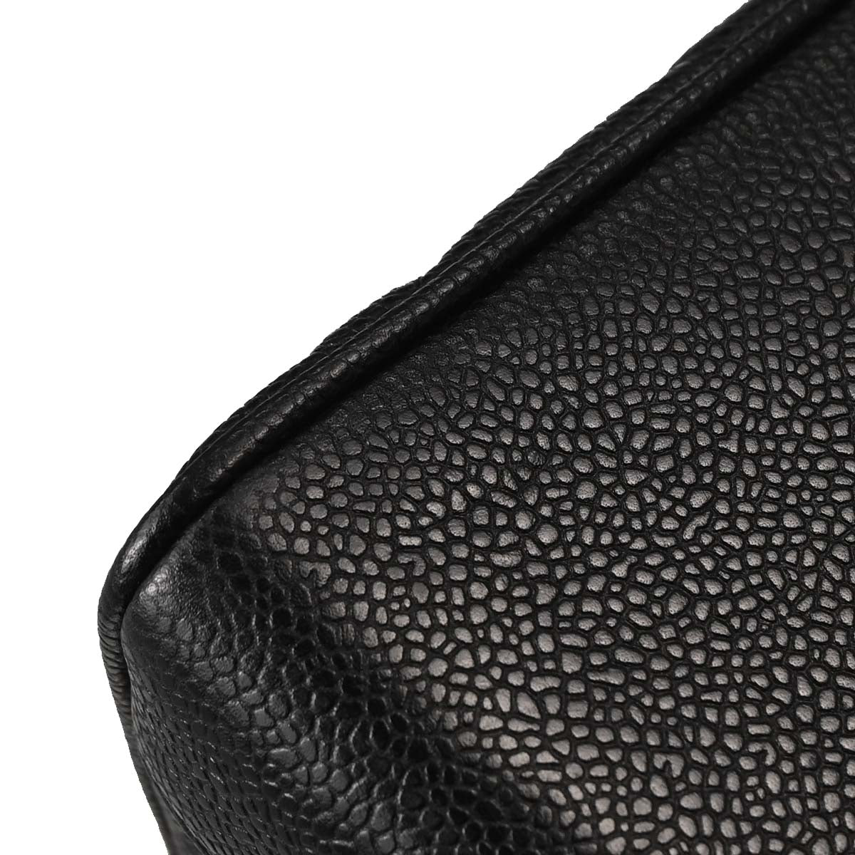 Chanel 1994-1996 Black Caviar Skin Shoulder Tote Bag