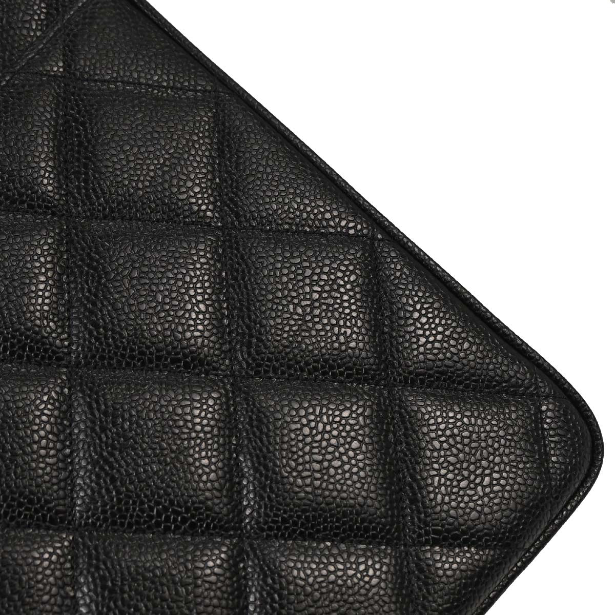 Chanel 1994-1996 Black Caviar Skin Shoulder Tote Bag
