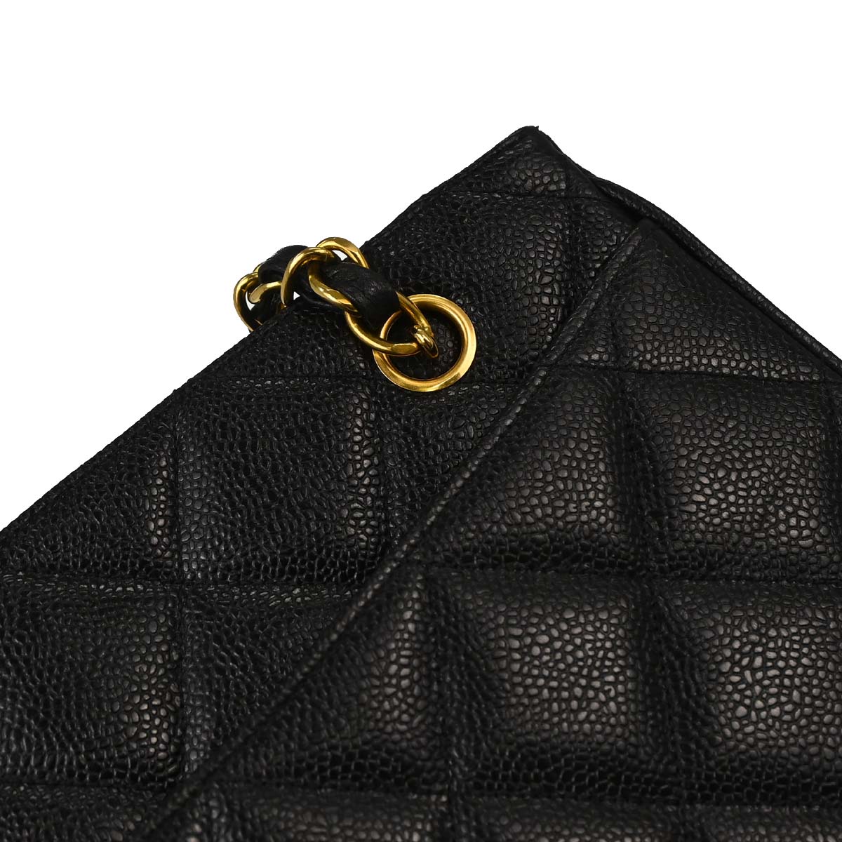 Chanel 1994-1996 Black Caviar Skin Shoulder Tote Bag
