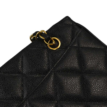 Chanel 1994-1996 Black Caviar Skin Shoulder Tote Bag