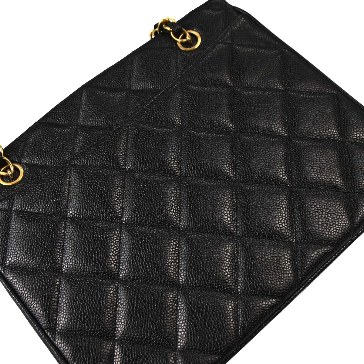 Chanel 1994-1996 Black Caviar Skin Shoulder Tote Bag