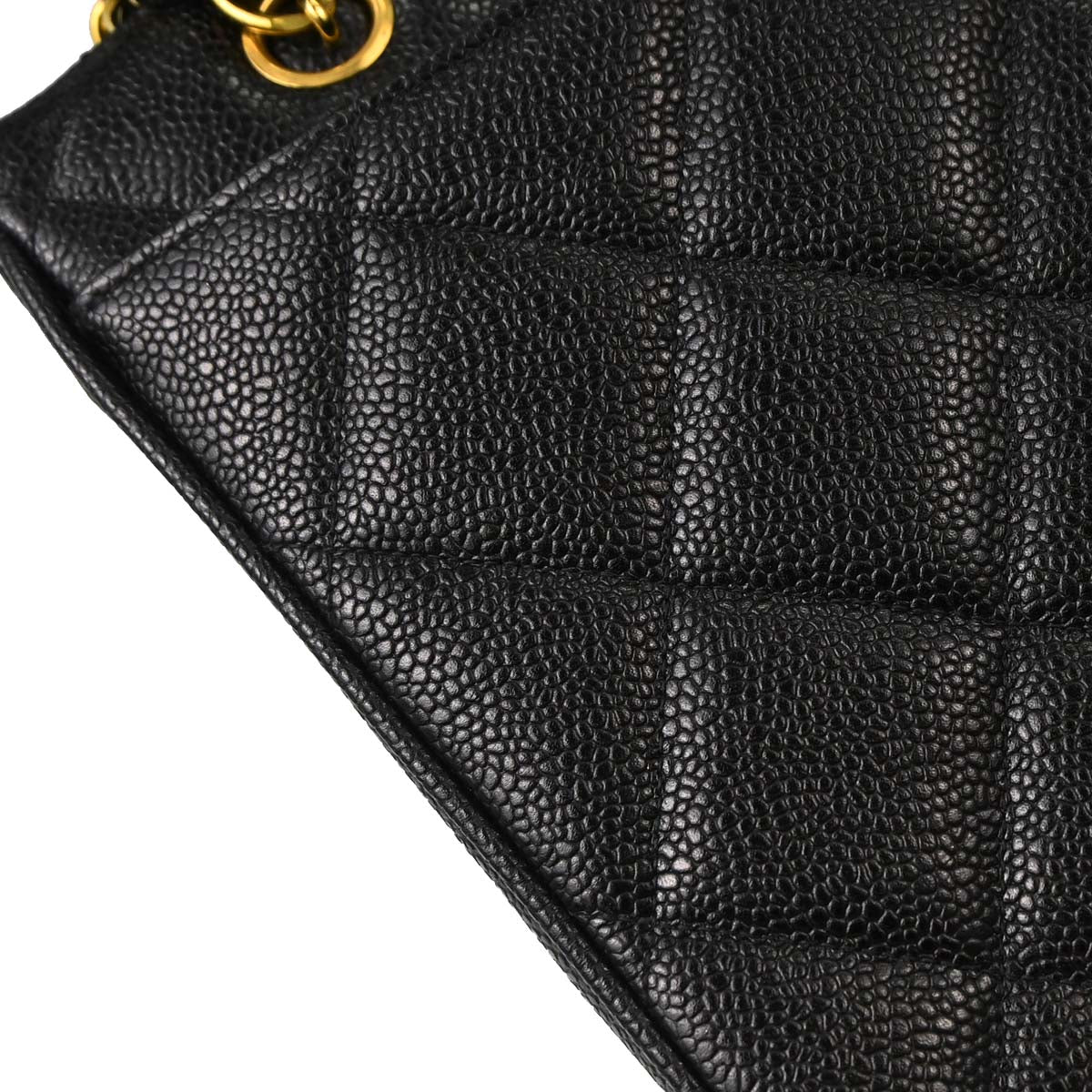 Chanel 1994-1996 Black Caviar Skin Shoulder Tote Bag