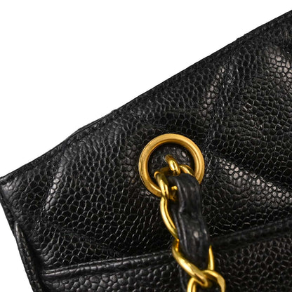 Chanel 1994-1996 Black Caviar Skin Shoulder Tote Bag