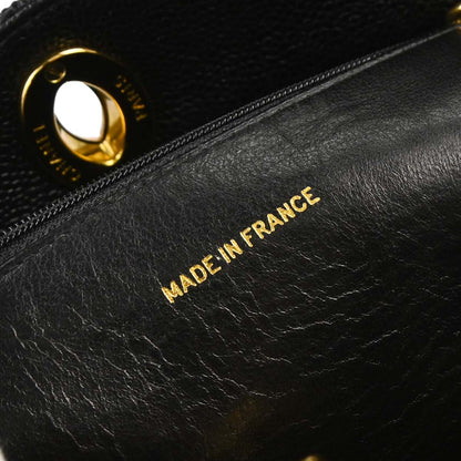 Chanel 1994-1996 Black Caviar Skin Shoulder Tote Bag