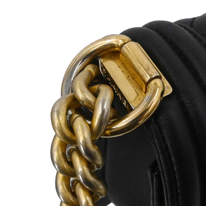 Boy Chanel 2017 Black Lambskin Medium Chain Shoulder Bag