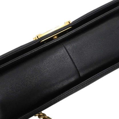 Boy Chanel 2017 Black Lambskin Medium Chain Shoulder Bag