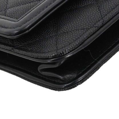 Chanel 2019 Black Caviar Skin CC Filigree WOC Wallet on Chain Bag