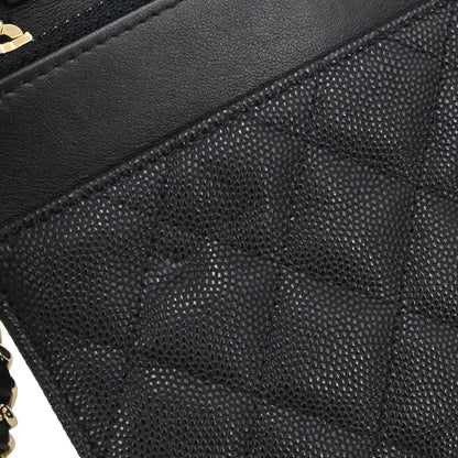 Chanel 2019 Black Caviar Skin CC Filigree WOC Wallet on Chain Bag