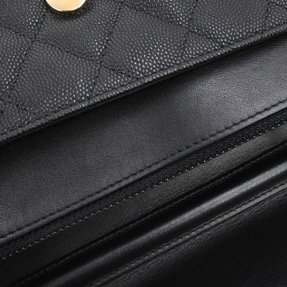 Chanel 2019 Black Caviar Skin CC Filigree WOC Wallet on Chain Bag