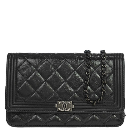 Boy Chanel 2014 Black Calfskin WOC Wallet on Chain Bag