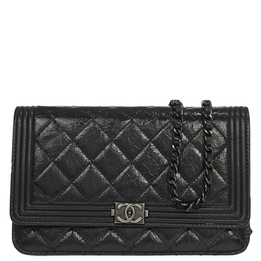 Boy Chanel 2014 Black Calfskin WOC Wallet on Chain Bag