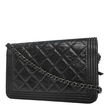 Boy Chanel 2014 Black Calfskin WOC Wallet on Chain Bag