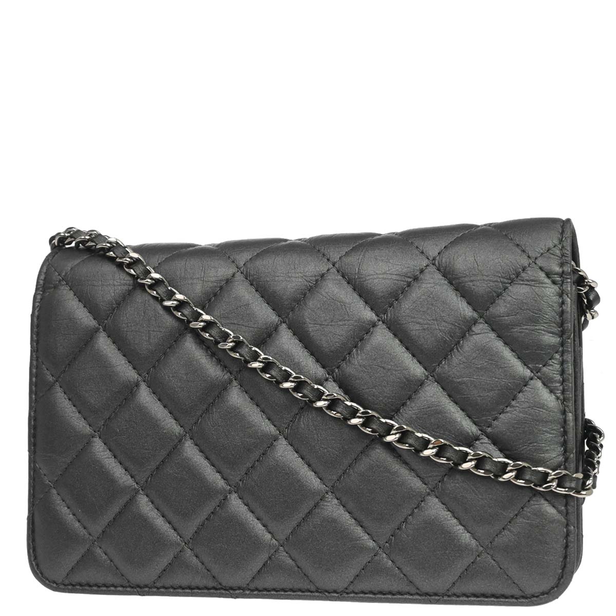 Chanel Gray Lambskin Classic WOC Wallet on Chain Bag
