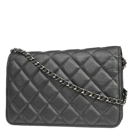 Chanel Gray Lambskin Classic WOC Wallet on Chain Bag