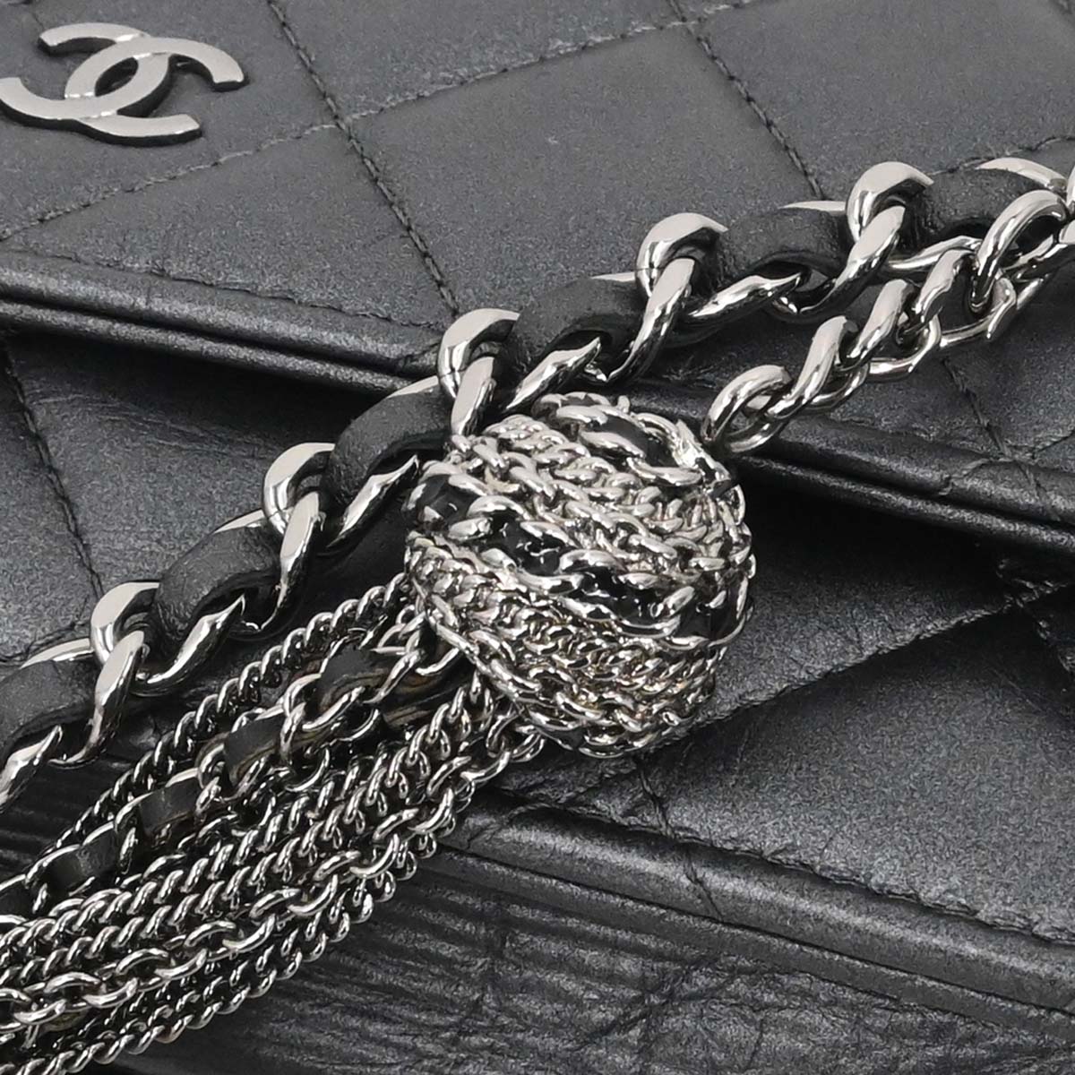 Chanel Gray Lambskin Classic WOC Wallet on Chain Bag